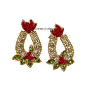 Boucles d'oreilles à clous en perles de luxe pour femmes |   Bijoux personnalisables haut de gamme pour la Journée du Derby et les événements festifs - Product Image 2