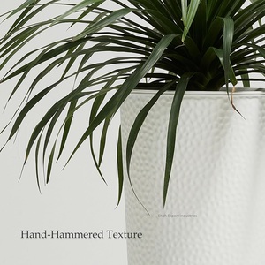 กระถางโลหะขนาดใหญ่เคลือบสีขาวสำหรับโต๊ะทำงานในร่มและกลางแจ้งกระถางต้นไม้ด้านหน้าระเบียง - Product Image 3