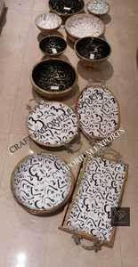 Cajas de cuencos de esmalte de madera Art Deco hechas a mano, plato de caligrafía árabe, deseos, artesanía india única, decoración de boda artesanal - Product Image 5