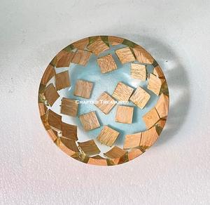 Cuenco de madera decorado con resina de nuevo diseño de alta calidad, un artículo de cocina hermoso y funcional para servir alimentos - Product Image 3