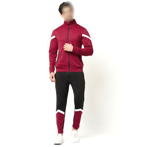 Conjuntos de chándal de poliéster de longitud completa de ajuste regular transpirable, ropa exterior de entrenamiento para hombres de tiro medio con cuello simulado, chándal de último estilo - Product Image 1