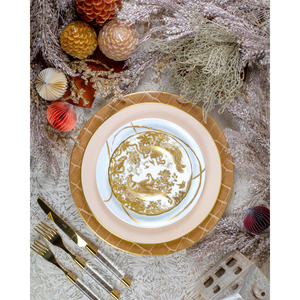 Placa de cargador redonda con diseño de textura marrón para bodas y eventos para postres disponibles a precio de mayorista MOQ 100PCs - Product Image 3