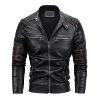 Veste en cuir de fausse fourrure noire d'hiver décontractée pour hommes Poches à fermeture éclair Manches longues Coupe-vent Vêtements de moto en peau de mouton Vestes