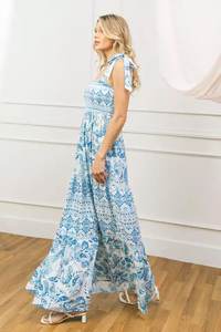 Vestidos de Fiesta Largos Casuales para Mujer, Talla Grande, Verano 2023, Estampado Floral, Cuello Cuadrado Sexy, Sin Mangas, Venta al Por Mayor - Product Image 4