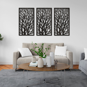 Wholesale Best Price Home Restaurant Wood Wall Art MDF Laser Cut Leaf Design Rectangle Shape Black Finished Back Wall Decor - Product Image 2