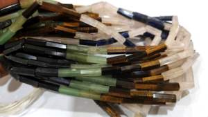 Piedras preciosas naturales Tubo multicolor Forma de tubo Briolette Cuentas de 5x15mm Vendidas por hebra 14 pulgadas de largo - Product Image 3