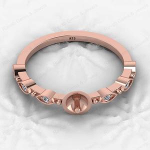 Anillo de Plata de Ley 925 Chapado en Oro Sólido de 14k con Circonita Cúbica de 6mm, Engaste de Bisel, Forma de Corazón, Resina, para Joyería de Cenizas - Product Image 3