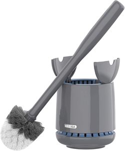 MR.SIGA Toilet Bowl Brush and <b>Holder</b>, Sturdy Long Handle, Gray, 1 Pack - Product Image 3