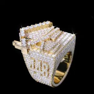 Anillo de Plata 925 con Moissanita VVS, Estilo Hip Hop, Engaste de Puntas, Joyería Personalizada para Hombre, Venta al Por Mayor - Product Image 2