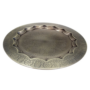 Bandeja de lavado gris Decoración del hogar Casa decorativa redonda Diseño de hierro decorativo de Navidad Bandeja de espejo perforado - Product Image 4