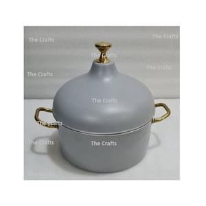 Marmite en cuivre avec poignée en laiton et boutons Casserole de couleur cuivre pour plat de service à bon prix - Product Image 5