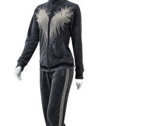 Survêtement pour homme entièrement personnalisé de haute qualité avec strass respirant confortable anti-rides dernier design survêtement avec strass - Product Image 1
