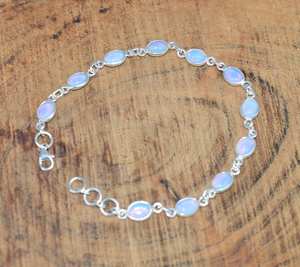 Milky Opalite 925 Sterling <b>Silver</b> 11 Stone Handmade Jewellery Adjustable Bracelet Elegant Unique Gift For <b>Women</b> - Product Image 1