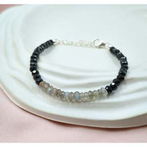 Black Spinel & Blue Flashy Labradorite Beaded <b>Bracelet</b> Fashion Jewelry for Women - Product Image 2