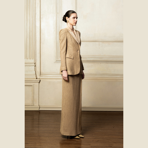 Blazer de mujer de calidad superior CLEF NOTCHED BLAZER con solapa Tela de celosía rústica Ropa de boutique de mujer hecha en Vietnam - Product Image 4