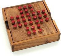 Jeu de plateau solitaire en bois-Ensemble complet avec plateau et 33 billes de bois-Activité amusante pour 1 ou 2 joueurs de style vintage pour enfants