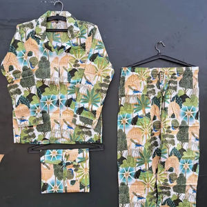 Conjunto de pijama de algodón ligero informal para mujer, ropa de dormir tejida cómoda para noches de verano, servicio OEM disponible - Product Image 1