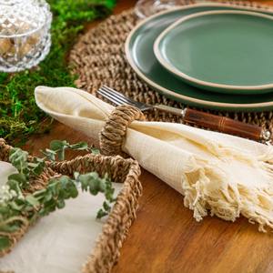 Porte-serviettes en herbe de mer fait à la main, anneau de table, style naturel, anneaux en herbe de mer pour tenir les serviettes - Product Image 6