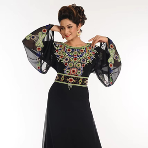 สีดำ georgette Kaftan กับ zari ทำงาน - Product Image 1