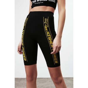 ETHIQUET FORCE Women's Slogan Print Detail Above Knee Sports Slim Fit <b>Leggings</b> - Product Image 1