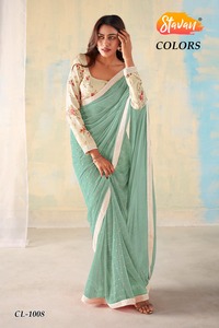 El último diseñador Heavy Georgette Silk Weaving Plain And Rich Pallu Border Saree - Product Image 4