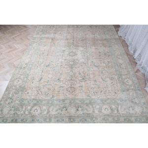 Alfombra Turca de 8.7x11.2 pies, Alfombra Vintage Extra Grande, Alfombra de Lana Azul y Blanca con Diseño Ombré - Product Image 2