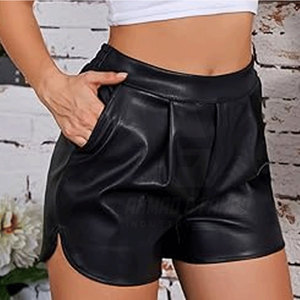 กางเกงขาสั้นลำลองหนังแท้สำหรับผู้หญิงรุ่นใหม่ ระบายอากาศได้ดี เป็นมิตรกับสิ่งแวดล้อม กันลม เอวยางยืด ปรับแต่งได้ แฟชั่นทันสมัย - Product Image 6