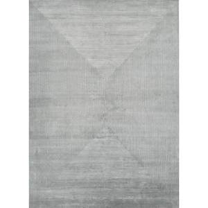 Alfombra Azul Azalea Anudada a Mano de Lana y Seda de Bambú con Patrón Geométrico y Abstracto para el Hogar o la Habitación de Adolescentes Modelo Aiwb-3084 - Product Image 1