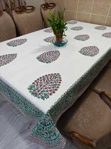 100% coton Floral Design fait à la main nappe élégante artisanale traditionnelle Artisan main bloc impression élégante couverture de Table - Product Image 4