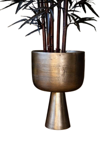 Maceta de reloj de arena de plata antigua con maceta de metal de pedestal Premium para decoración elegante del hogar y la Oficina - Product Image 5