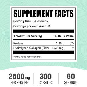 Suplemen Kolagen Ikan Laut Organik Dewasa Tripeptida 2500mg/Porsi, Suplemen Terhidrolisis, Pasokan Langsung Pabrik, 300 Kapsul - Product Image 4