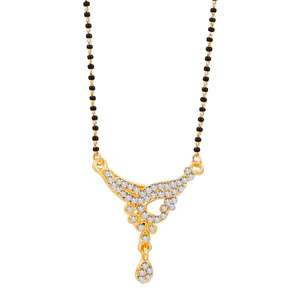 Conjunto de joyería fina Kriaa-Mangalsutra austriaco blanco con chapado en oro modelo 1500651 - Product Image 1