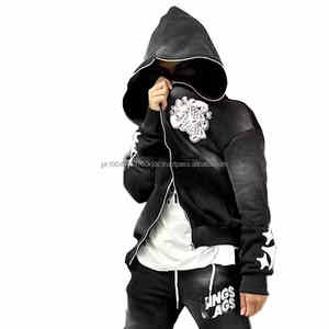 Conjunto de chándal y sudadera de algodón ecológico de invierno para hombre con pantalones con capucha-Hip-Hop Streetwear - Product Image 3