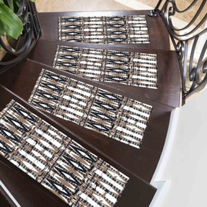 Brown And Navy Blue Rug, Modern Printed Rug with Geometric Pattern,Nonwoven Thin Rug - Product Image 4