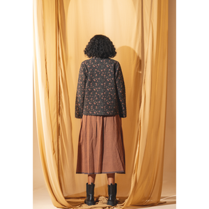 RUTVI Quilted <b>Linen</b> <b>Black</b> Floral <b>Jacket</b> for Ladies Embroidered Boho Outerwear Leather Polyester Cotton Soft XL Spring Autumn - Product Image 5