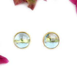 ต่างหูเม็ดเดี่ยวชุบทอง8มม. 24K สำหรับผู้หญิงขายส่งเครื่องประดับงานปาร์ตี้ - Product Image 1