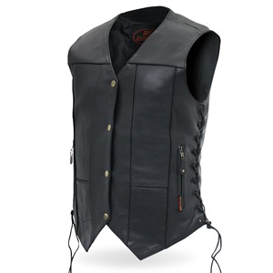 MONO RIDER Men's <b>Black</b> Motorcycle 'Ten Pocket' Canvas Biker <b>Vest</b>-Waterproof Breathable Winter Outerwear - Product Image 3