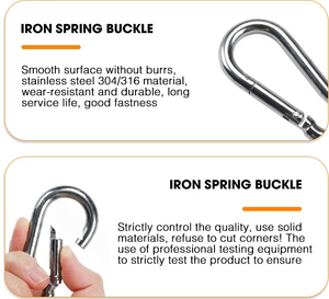 Kait Klip Kecil <span class=keywords><strong>Carabiner</strong></span> Baja Tahan Karat 304, Pengait Pegas untuk Berkemah, Mendaki, Klip untuk Tali, Rantai, Gantungan Kunci, Cincin Kunci - Product Image 6