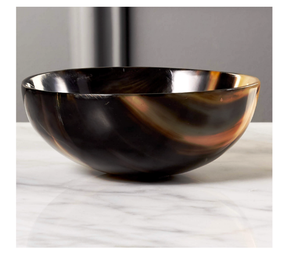 2 bols décoratifs en corne de buffle naturelle peints à la main, polis et sculptés, petits, de luxe, très vendus, pour le rasage et le service - Product Image 1