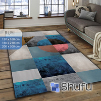 Tapis en flanelle de polyester imprimé abstrait moderne Shufu, antidérapant, anti-allergique, lavable en machine, fabriqué à la machine, moyen