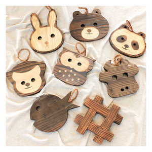 Chất Lượng Cao Bằng Gỗ Cốc Cà Phê Coaster Động Vật Khuôn Mặt Hình Bầu Dục Mô Hình Bảng/Pad/Nhà/Nhà Bếp Chủ Nhật Bản Tinh Thiết Kế Cạnh Tranh - Product Image 1