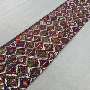 2.8x12.4 ft Vintage Rug, Turkish <b>Runner</b> Rug, <b>Red</b> Blue Animal Print Rug - Product Image 2