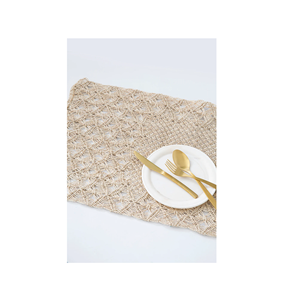 Manteles individuales de macramé hechos a mano de forma redonda de estilo americano en posavasos de mesa de Color gris para cena accesorios de decoración del hogar - Product Image 1