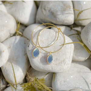Personalizado Marquesa forma aguamarina cuarzo bisel piedra preciosa piedra natal aros pendientes al por mayor - Product Image 1