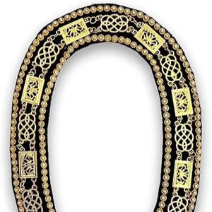 Masonic Regalia Grand Lodge Chain Collar Golden Chain with <b>Purple</b> Backing Golden Rhinstones - Product Image 5