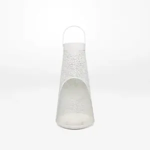 Lanterne décorative de luxe en métal blanc lanterne inspirée de style marocain pour la décoration pour la maison hôtel Ramadan éclairage utilisation décorative - Product Image 2