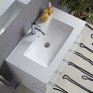 80cm High Gloss White <b>Wall</b>-Hung Bathroom Cabinet with 2 Drawers <b>Mirror</b> Baltimora Lamp Bathroom <b>Sets</b> - Product Image 4