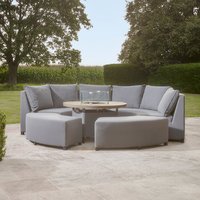 Ensemble de canapés d'extérieur en tissu imperméable, canapé d'angle de patio avec table de foyer, mobilier d'hôtel, canapé de jardin avec ensemble de table à manger