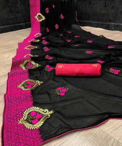 Saree femmes portent Sari meilleur prix tenue de fête avec belle pièce de chemisier indien adultes soutien 500 inde et Pakistan rouge et Beige Alphanumero - Product Image 1