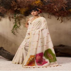 ผ้าส่าหรีผ้าลินินชานดรายเนื้อนุ่มสำหรับผู้หญิง ดีไซน์แบบบอลลีวูด ลายดอกไม้ทั้งผืน ผ้าส่าหรีสุดหรู ดีไซน์พิเศษ ล่าสุด คุณภาพพรีเมียม - Product Image 5